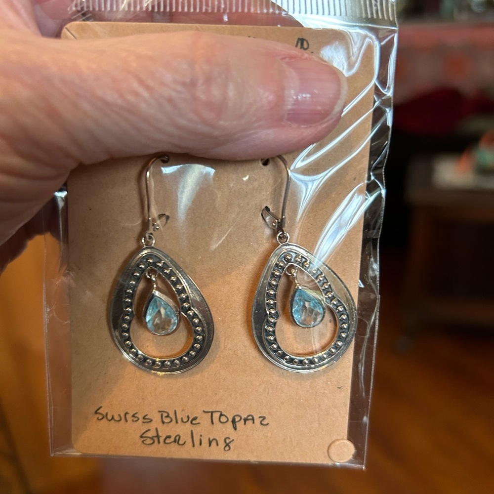 Blue topaz sterling silver earrings
